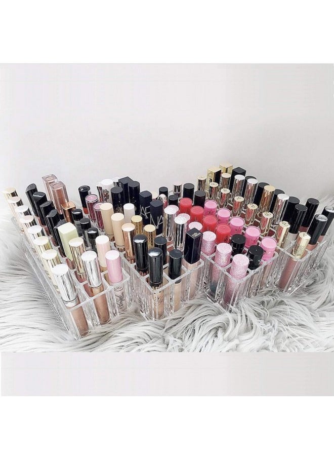 byAlegory Acrylic Lip Gloss Organizer & Beauty Makeup Holder | 24 Space Organization Container Storage For Tall Lip Gloss / Lipstick Products - Clear