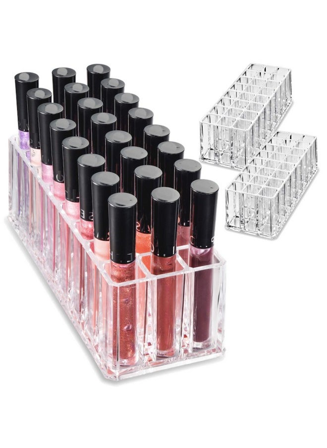 byAlegory Acrylic Lip Gloss Organizer & Beauty Makeup Holder | 24 Space Organization Container Storage For Tall Lip Gloss / Lipstick Products - Clear