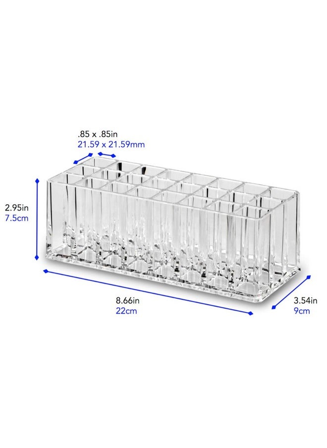 byAlegory Acrylic Lip Gloss Organizer & Beauty Makeup Holder | 24 Space Organization Container Storage For Tall Lip Gloss / Lipstick Products - Clear