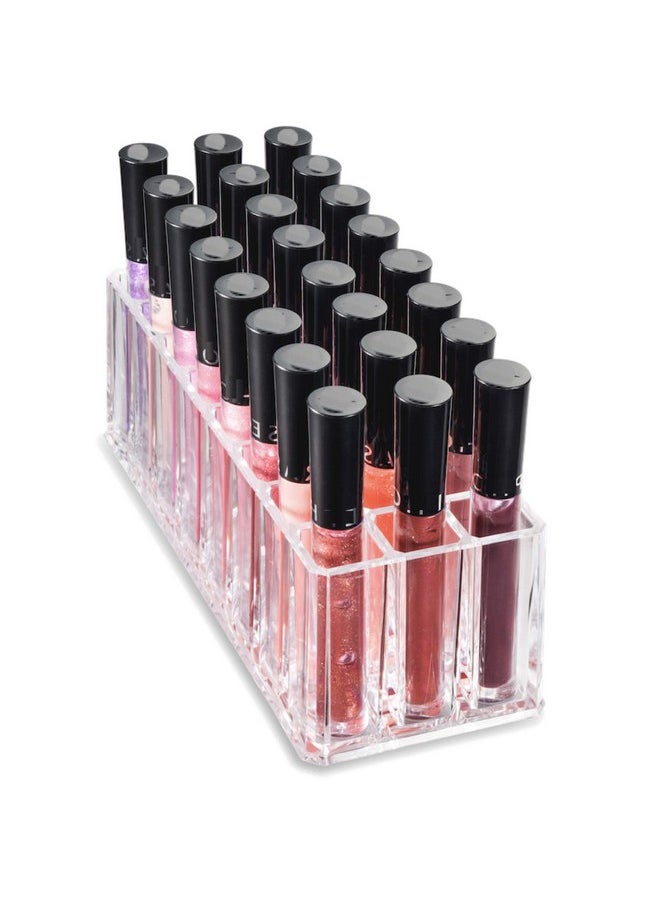 byAlegory Acrylic Lip Gloss Organizer & Beauty Makeup Holder | 24 Space Organization Container Storage For Tall Lip Gloss / Lipstick Products - Clear