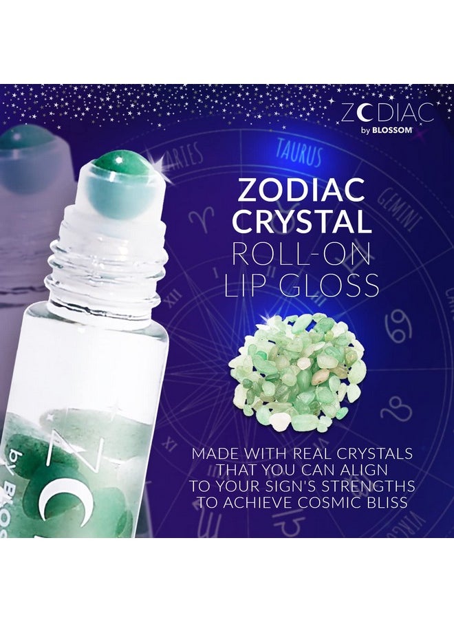 Blossom Zodiac Sign Roll-On Lip Gloss, Vanilla Scented + Moisturizing with Crystals, Made in USA, 0.20 fl. oz./5.9ml, Taurus