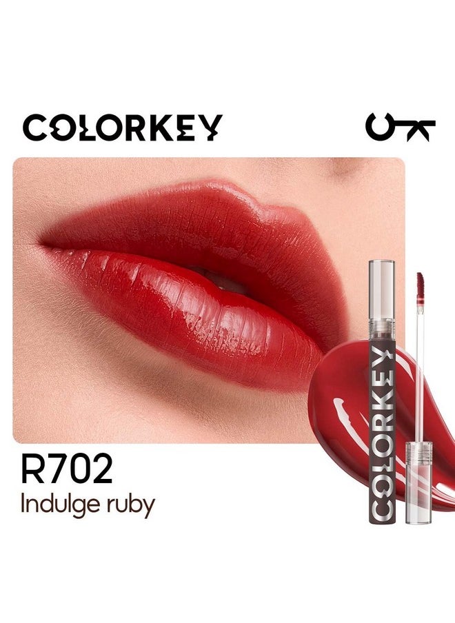 COLORKEY Lip Gloss Mirror Series, Hydrating Lip Gloss with Essential oil, High Shine Glossy Lip Tint, Hydrated & Fuller-looking Lips, Long-Lasting Liquid Lipstick(R702)