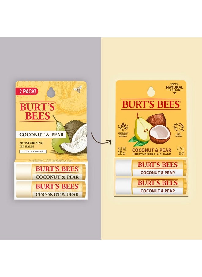 Burt's Bees 100% Natural Moisturizing Lip Balm, Coconut & Pear with Beeswax & Fruit Extracts - 2 Tubes