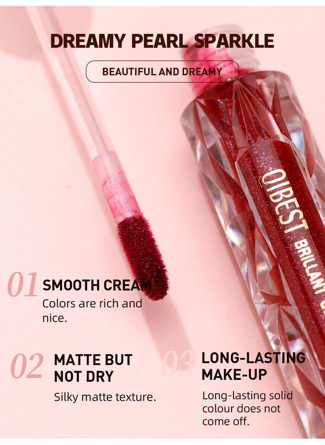 Easilydays Red Lip Gloss for Women, High Pigment Diamond Shimmer Metallic Lip Glaze, Long-Lasting Shiny Liquid Lipstick, Waterproof, Moisturizing, Popular Shiny Lip Color,Christmas Party Makeup (#06)
