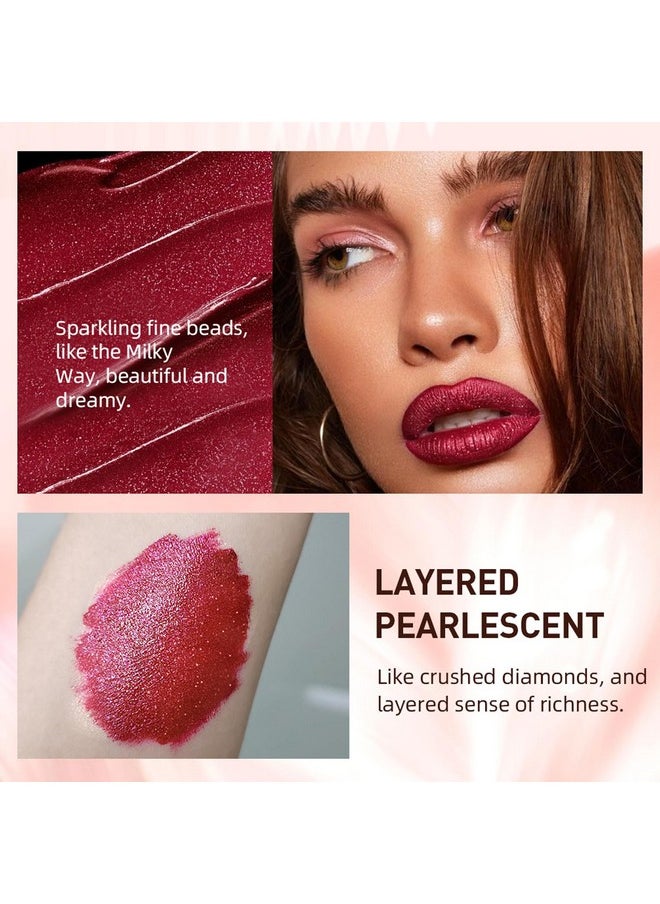 Easilydays Red Lip Gloss for Women, High Pigment Diamond Shimmer Metallic Lip Glaze, Long-Lasting Shiny Liquid Lipstick, Waterproof, Moisturizing, Popular Shiny Lip Color,Christmas Party Makeup (#06)