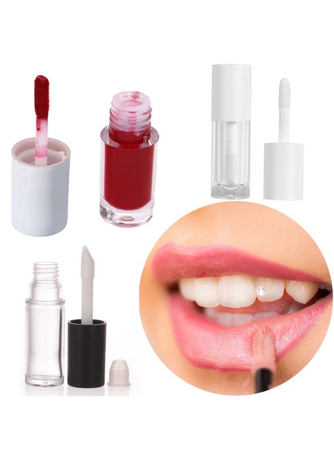 Qeuly 4 Pack Lip Gloss Tubes, 6ml Empty Lip Gloss Tubes with Wand, Clear Plastic Lip Gloss Containers for Skin Care Oil DIY Makeup Lipgloss Making Kit (D25xH86mm)