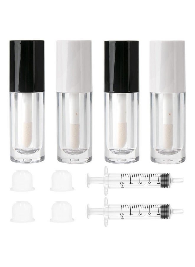 Qeuly 4 Pack Lip Gloss Tubes, 6ml Empty Lip Gloss Tubes with Wand, Clear Plastic Lip Gloss Containers for Skin Care Oil DIY Makeup Lipgloss Making Kit (D25xH86mm)