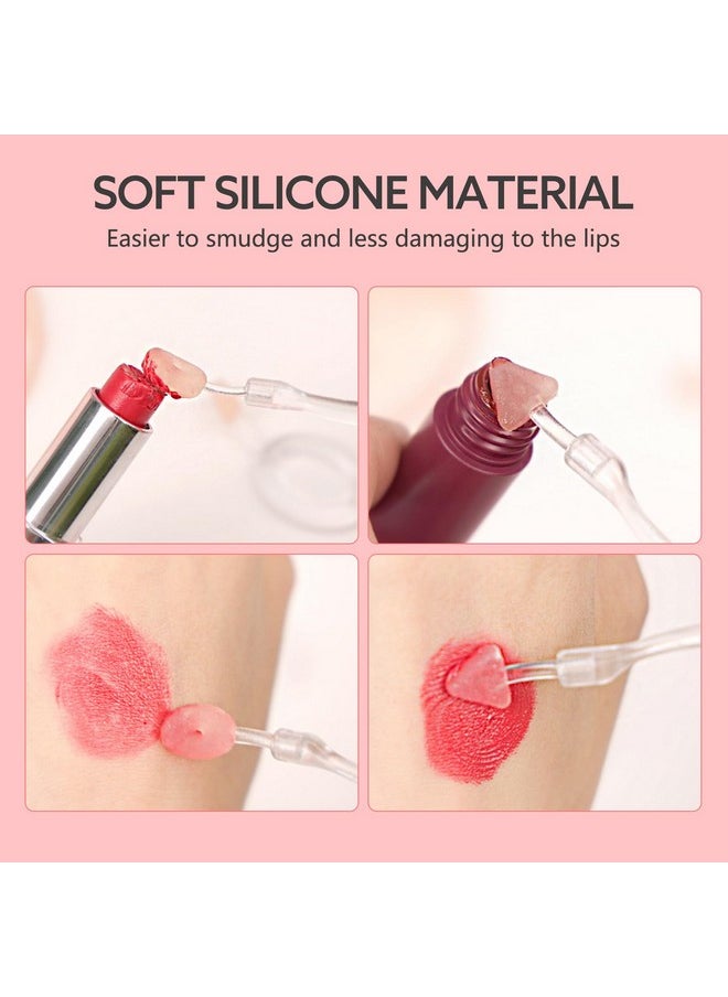 Silicone Lip Brush,2pcs Portable Lipstick Applicator Brushes with 2 replacement heads&4pcs Dust Cap,Silicone Lip Applicator for Lipstick&Lip Gloss&Lip Tint&Lip Mask,lip gloss applicator（Easy to Clean