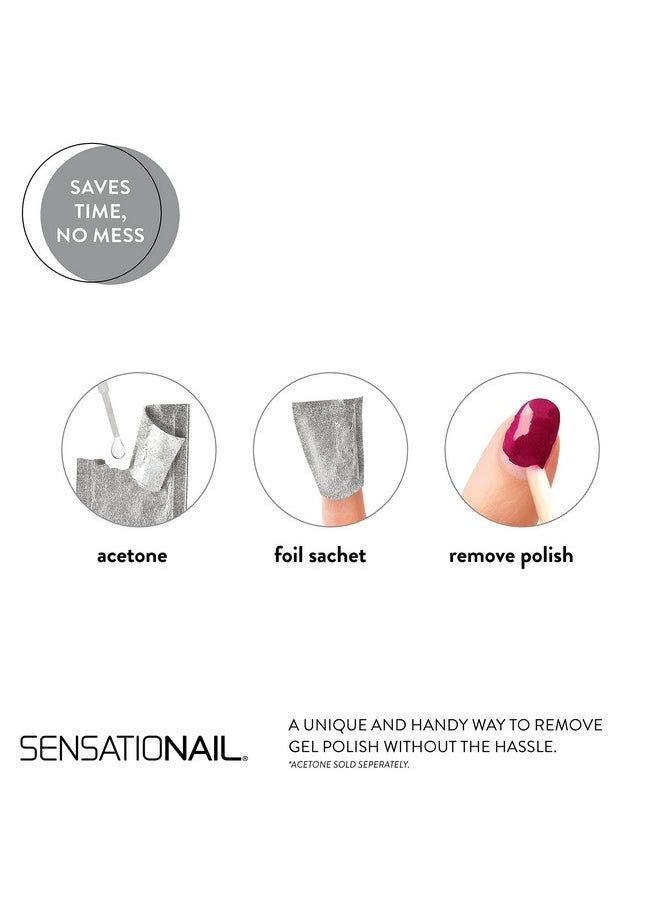 Sensationail Gel Nail Polish Removal Kit, Acetone Dropper, 4-Way Nail Buffer and Manicure Stick, Easily Soak Off without Damage or Hassle, Silver, 30 Count
