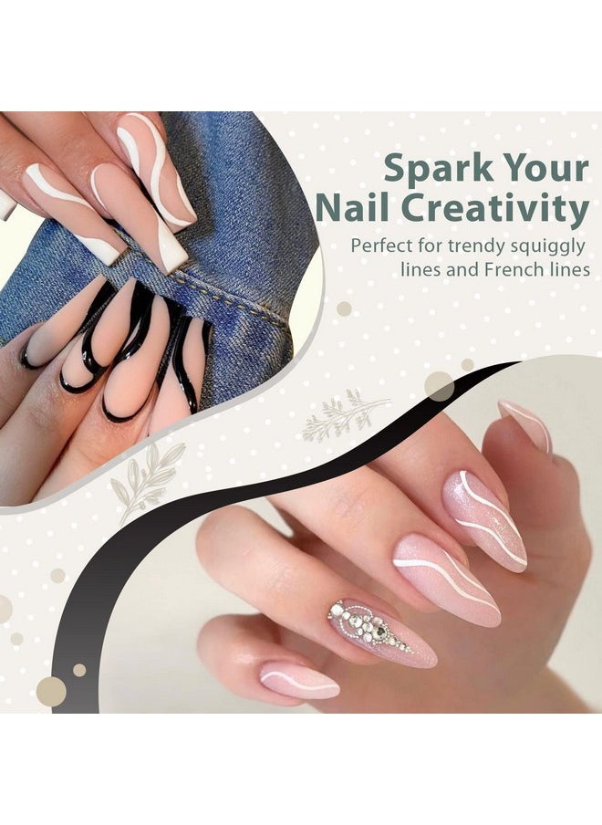 Vishine Gel Polish Nail Art Gel Liner Set- 2 Classic White Black Colors Gel Art Paint for Swirl Nails Euphoria Nail Built Thin Nail Art Brush in Gel Pens Soak off Nail Art Gel Polish Kit
