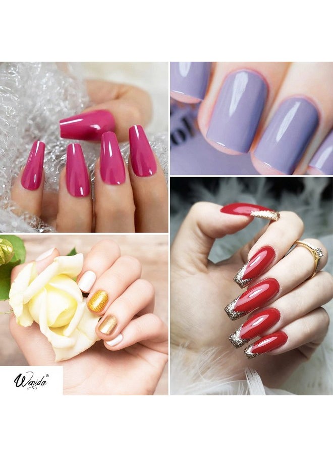 Dipping Nail Powder Wenida 10 Colors Red Burgundy Gold Glitter Purple Festival French Manicure Nail Art Set with Silicone Brush Nail Grit File 10 pcs False Nails