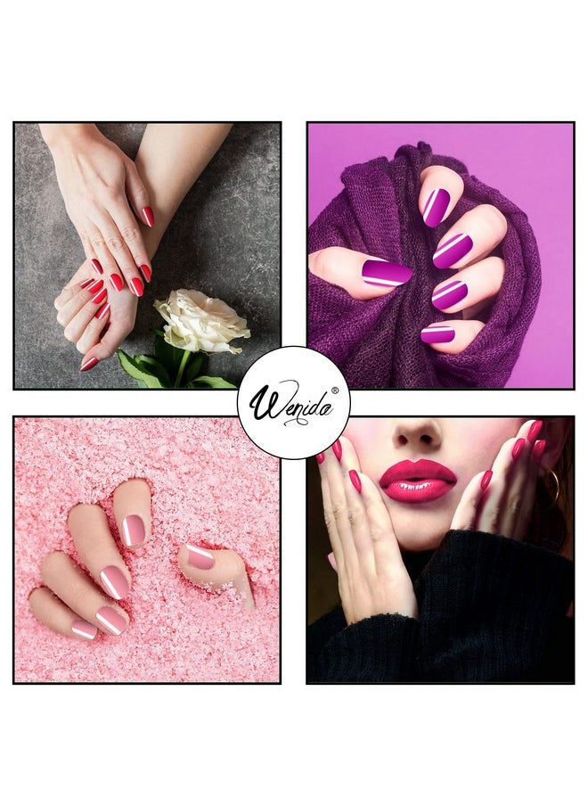 Dipping Nail Powder Wenida 10 Colors Red Burgundy Gold Glitter Purple Festival French Manicure Nail Art Set with Silicone Brush Nail Grit File 10 pcs False Nails