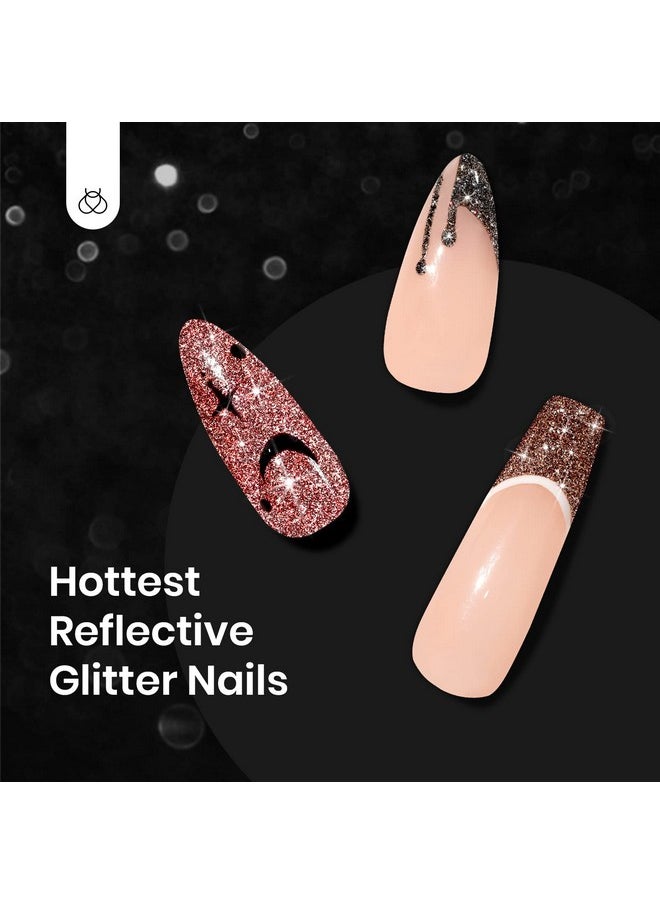 beetles Gel Polish Reflective Glitter Winter Gel Nail Polish Set, 6 Colors Holographic Sparkle Glitter Gel,Flash Diamond Sliver Gold Black Red UV LED Soak Off Manicure Kit Gift for Women Girls
