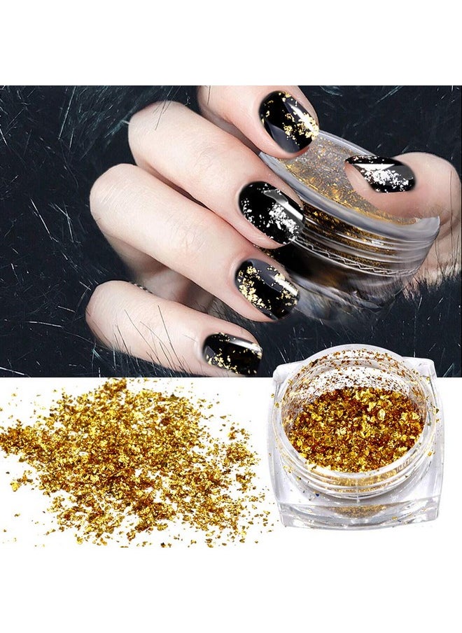 YesLady Nail Art Mirror Effect Pigment Powders Irregular Glitter Aluminum Sequins Flakes Decoration 6 Colors