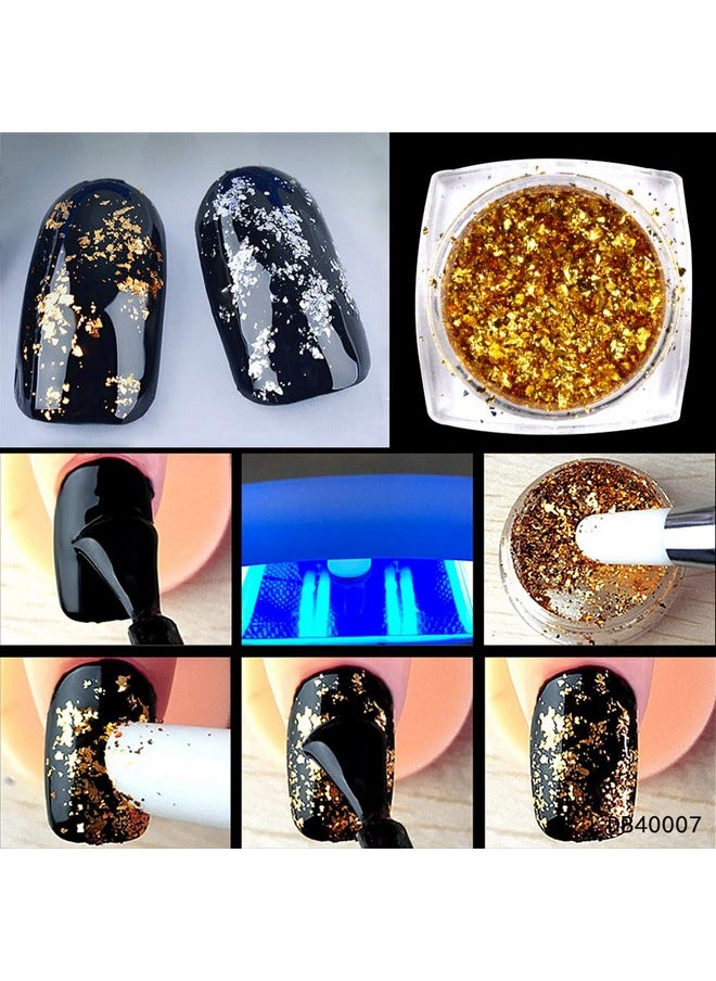 YesLady Nail Art Mirror Effect Pigment Powders Irregular Glitter Aluminum Sequins Flakes Decoration 6 Colors
