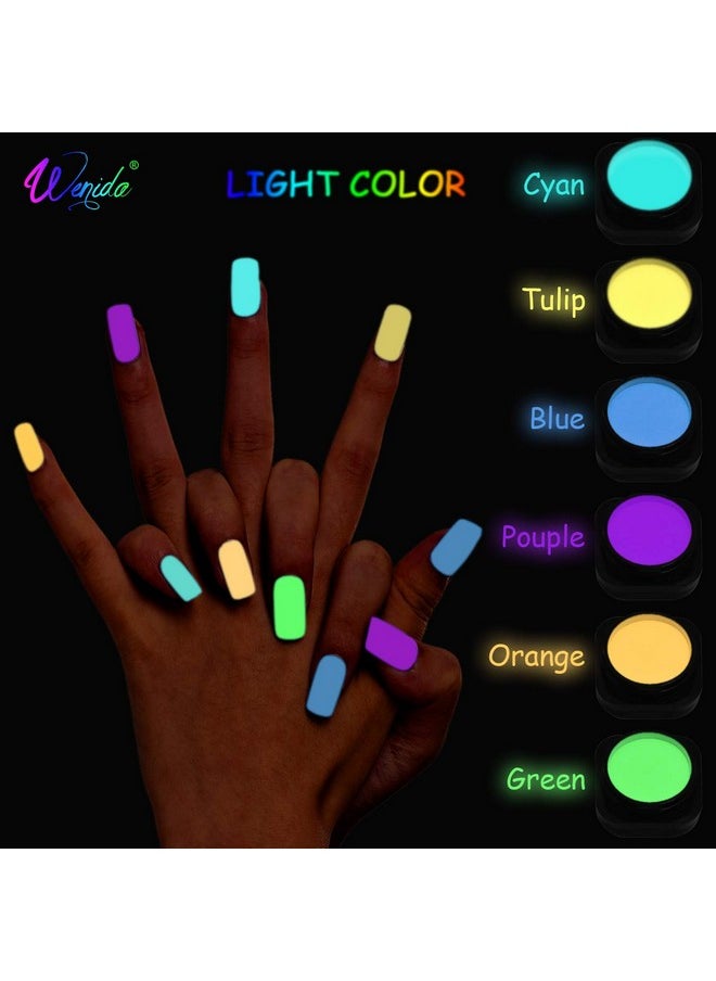 Nail Powder WENIDA 8 Jar Unicorn Iridescent Pearl Shell Holographic Chrome Mirror Laser Glow Synthetic Resin Pigment Manicure Decoration with 8 False Nails and Silicone Brush