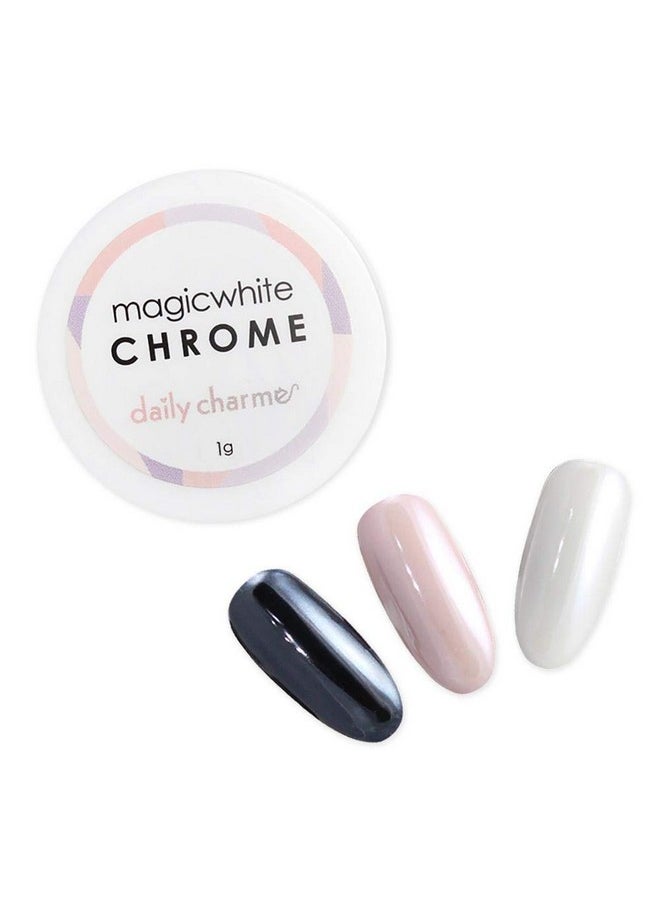 Daily Charme Magic White Nail Chrome Powder (White) 1g, Pearlescent Nail Chrome Powder, Glazed Donut, Nail Art Decoration, Home DIY/Nail Salon Manicure