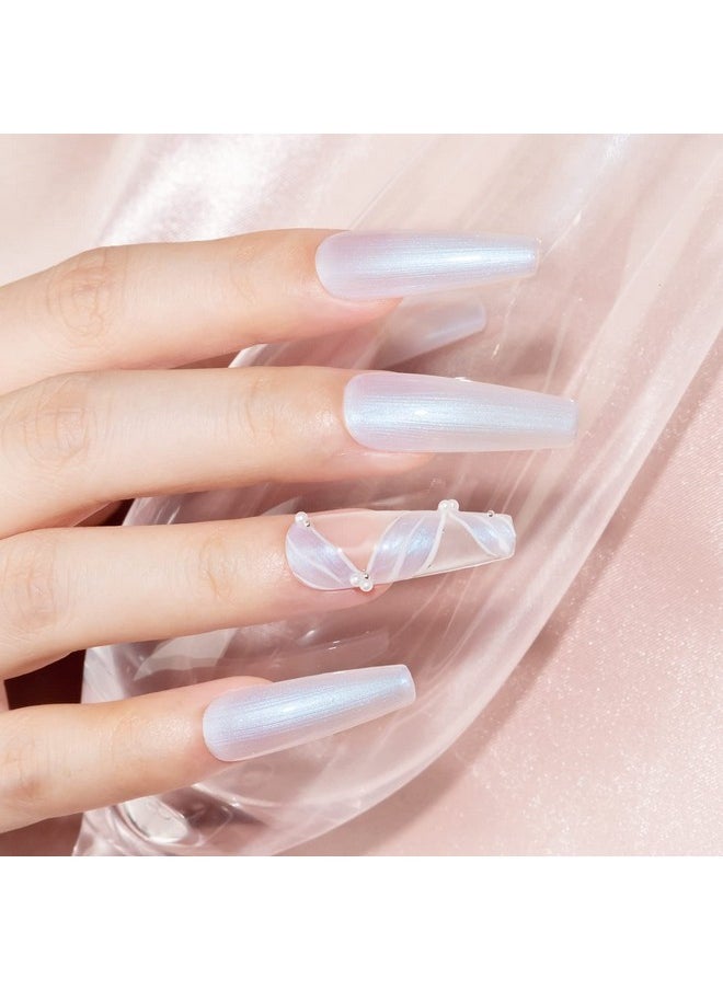 MIZHSE Pearl Gel Nail Polish, Glitter Drawing Mermaid Gel Polish Shell Thread Shimmer Iridescent Nail Gel Soak Off Gel Polish for Salon At Home DIY Manicure
