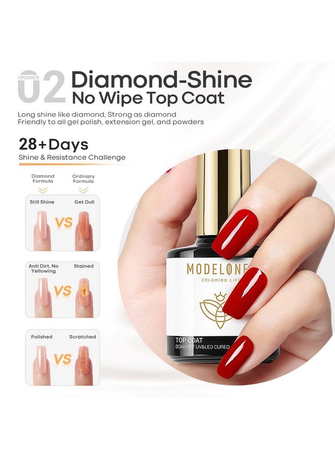 modelones Gel Top Coat and Base Coat With Nail Primer, 3 Pcs 10 ml No Wipe Base and top coat Gel Nail Polish Nail Bonder Primer Gel Nail kit