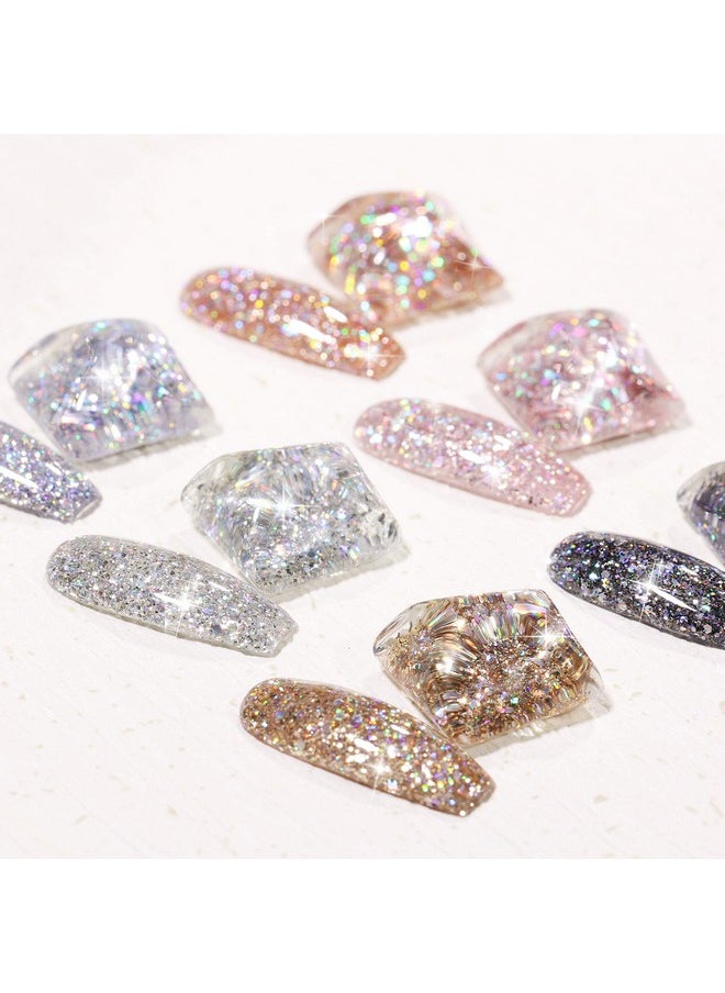 GAOY Chrome Platinum Glitter Nail Polish Set, 6 Colors Including Sparkly Shiny UV LED Soak Off Black Silver Pink Gel Polish Kit Home DIY Manicure Nail Salon Varnish