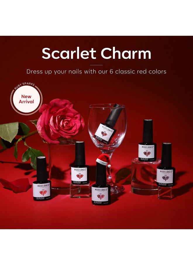 modelones Gel Nail Polish Set - 6 Red Colors Gel Polish Glitter Red Gel Polish Burgundy Red Sparkle Bloody Red Nail Polish Gel Manicure DIY Salon Nail Art Gifts