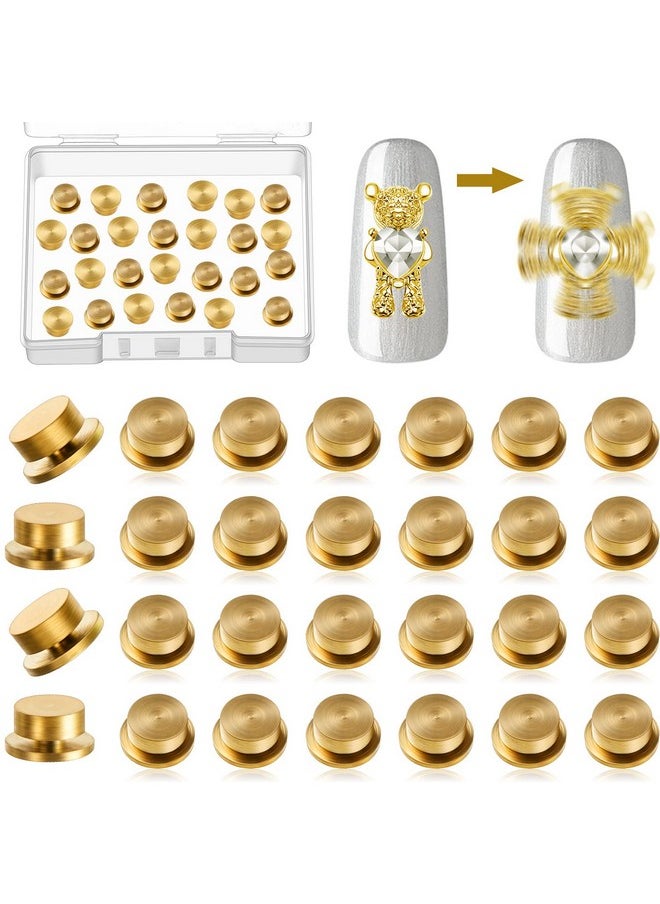 Leelosp 30 Pieces Spinning Nail Charms Nail Art Rotating Charm Rotating Bearing Nail Art Tool Nail Rings Jewelry Rotating Nail Tools 3D Nail Charms for Women Nails Crafting Gold