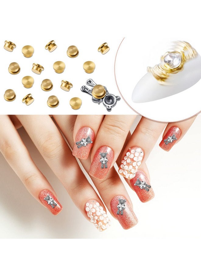 Leelosp 30 Pieces Spinning Nail Charms Nail Art Rotating Charm Rotating Bearing Nail Art Tool Nail Rings Jewelry Rotating Nail Tools 3D Nail Charms for Women Nails Crafting Gold