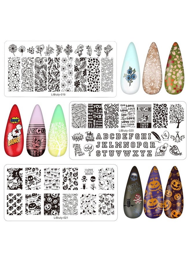 LiBiuty Nail Art Stamper Kit 12Pcs Stamping Template Nail Plates with 2 Nail Stamper 2 Scraper 1 Stamp Template Storage Bag Organizer