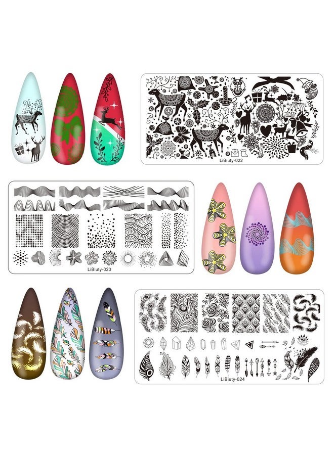 LiBiuty Nail Art Stamper Kit 12Pcs Stamping Template Nail Plates with 2 Nail Stamper 2 Scraper 1 Stamp Template Storage Bag Organizer