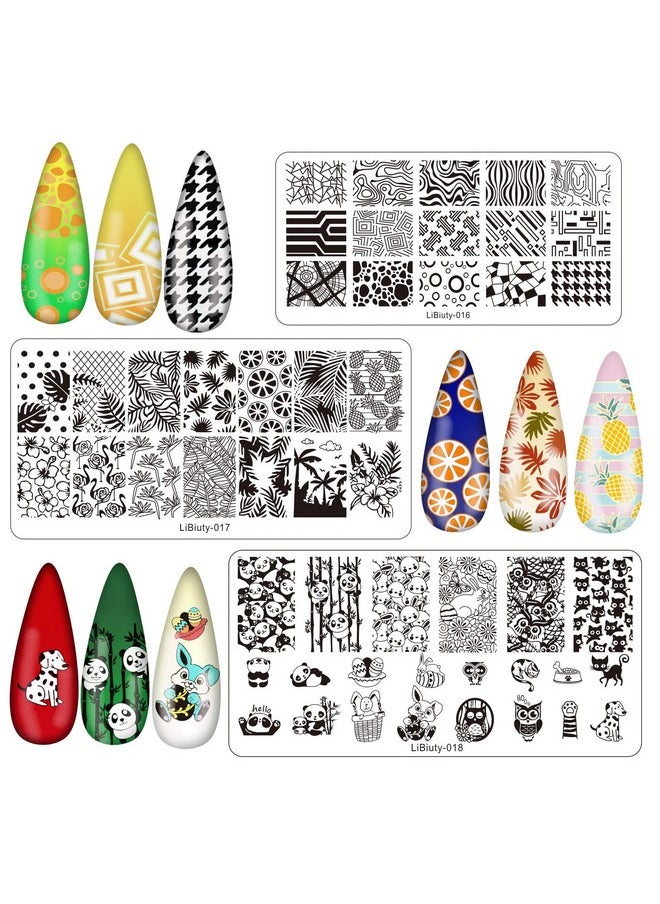 LiBiuty Nail Art Stamper Kit 12Pcs Stamping Template Nail Plates with 2 Nail Stamper 2 Scraper 1 Stamp Template Storage Bag Organizer