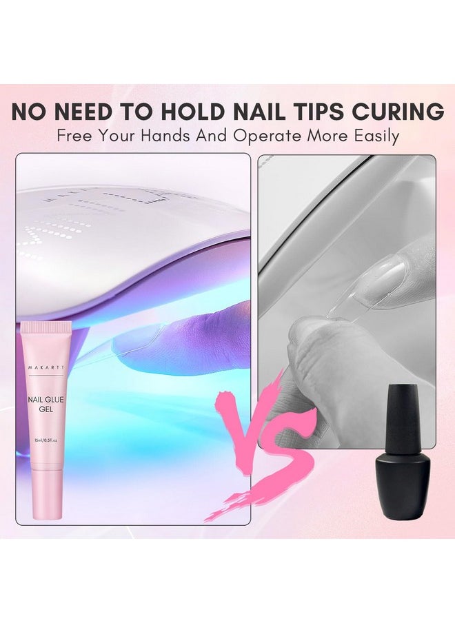 Makartt Gel Nail Glue for Press On Nails - Super Strong 3 in 1 Solid Nail Glue Gel for False Nail Tips, 30ml UV Nail Gel, Long Lasting Manicure Bond, Curing Needed, Pack of 2