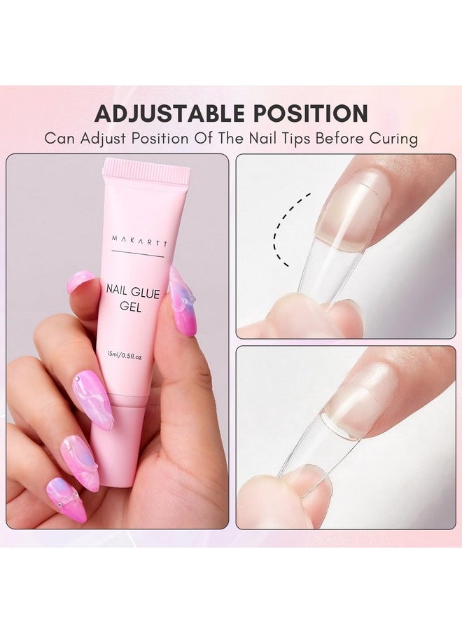 Makartt Gel Nail Glue for Press On Nails - Super Strong 3 in 1 Solid Nail Glue Gel for False Nail Tips, 30ml UV Nail Gel, Long Lasting Manicure Bond, Curing Needed, Pack of 2
