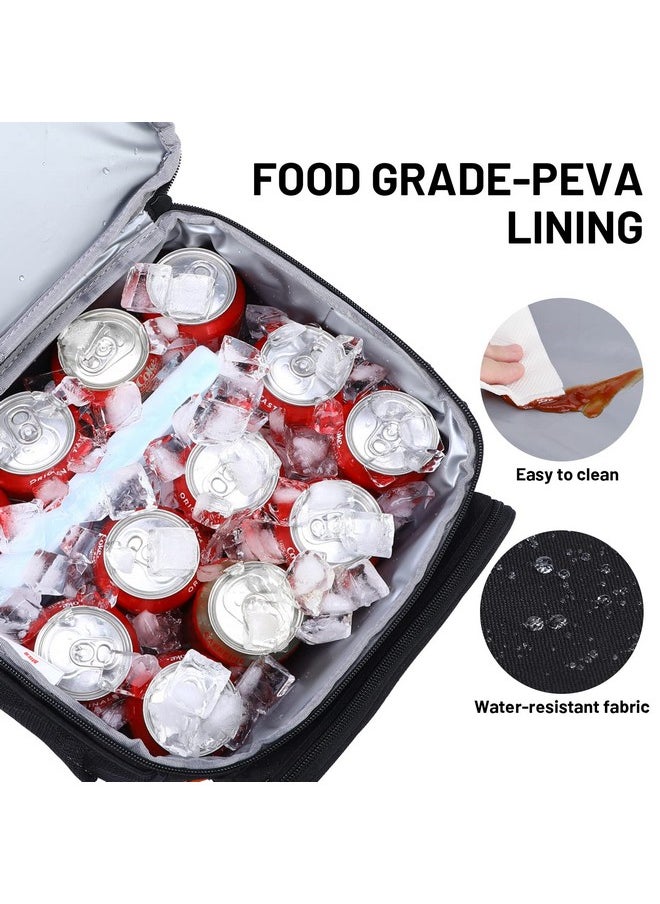 MIER Mens Insulated Lunch Box, Dual Compartment Large Lunch Bag Coolers with Shoulder Strap for Men Women Adult to Office Work, Picnic, Travel, Outdoors, Black
