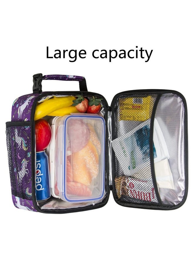 Hap Tim Kids Lunch Box for Girls Boys, Reusable Lunch Bag for Kids, Spacious Lunchbox, Insulated Lunchbag, Purple Unicorn(18654-PP)