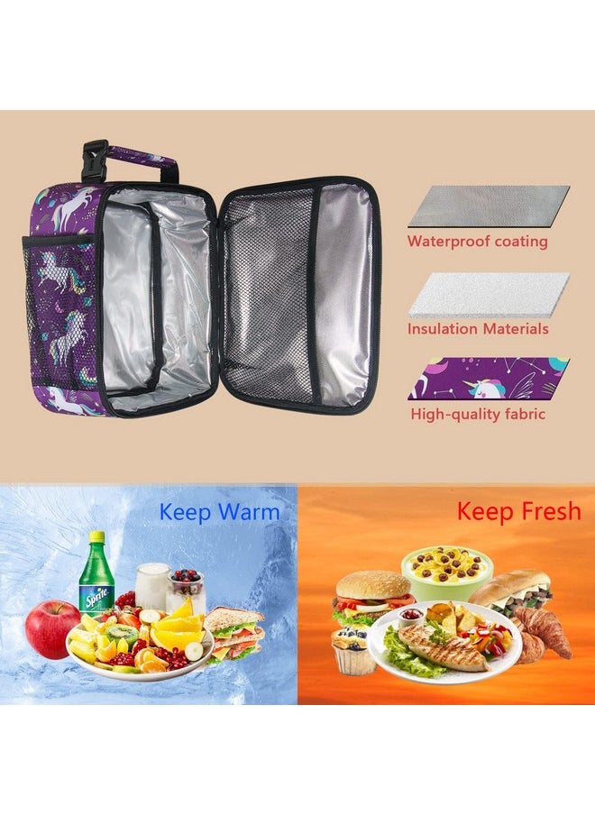 Hap Tim Kids Lunch Box for Girls Boys, Reusable Lunch Bag for Kids, Spacious Lunchbox, Insulated Lunchbag, Purple Unicorn(18654-PP)