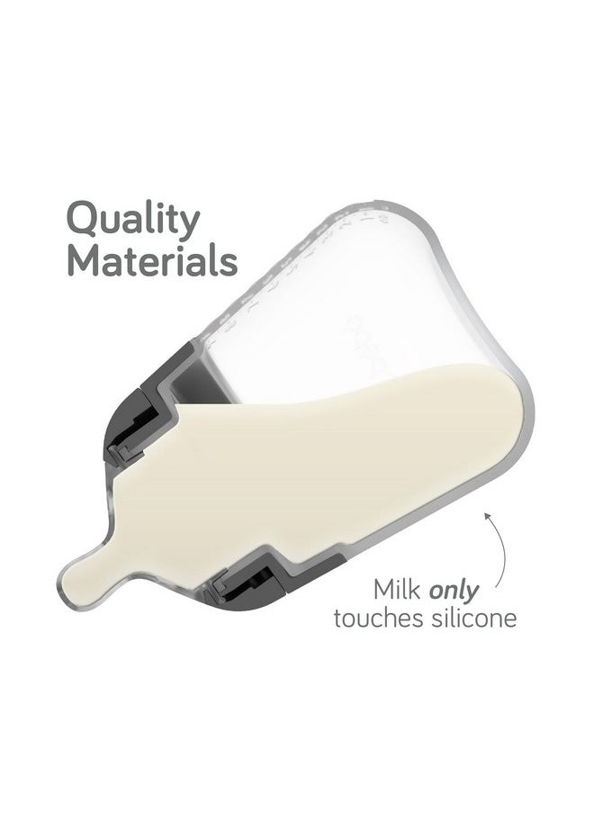 Nanobébé Flexy Silicone Baby Bottle, Anti-Colic, Natural Feel, Non-Collapsing Nipple, Non-Tip Stable Base, Easy to Clean, 3-Pack, Gray, 9oz