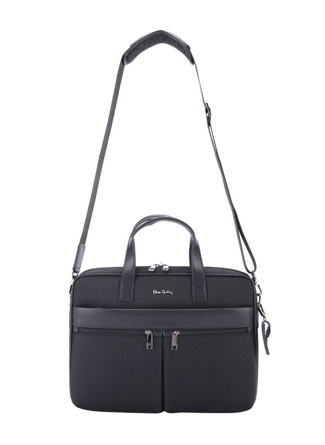 Premium Business Laptop Briefcase 15.6-Inch Laptop Bag Large Capacity Messenger Bag Soft Top Handle Handbag with Long Straps Travel Office Work Black