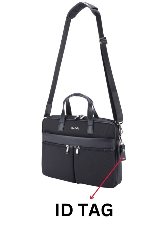 Premium Business Laptop Briefcase 15.6-Inch Laptop Bag Large Capacity Messenger Bag Soft Top Handle Handbag with Long Straps Travel Office Work Black