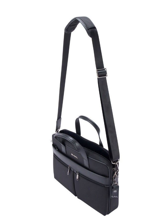 Premium Business Laptop Briefcase 15.6-Inch Laptop Bag Large Capacity Messenger Bag Soft Top Handle Handbag with Long Straps Travel Office Work Black