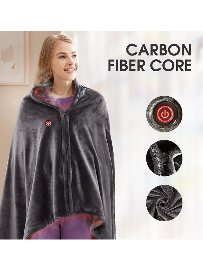 USB thermal blanket, deluxe flannel thermal blanket with ons, super thermal, neck and shoulder, shawl for home office and outdoor use (power bank not included)
