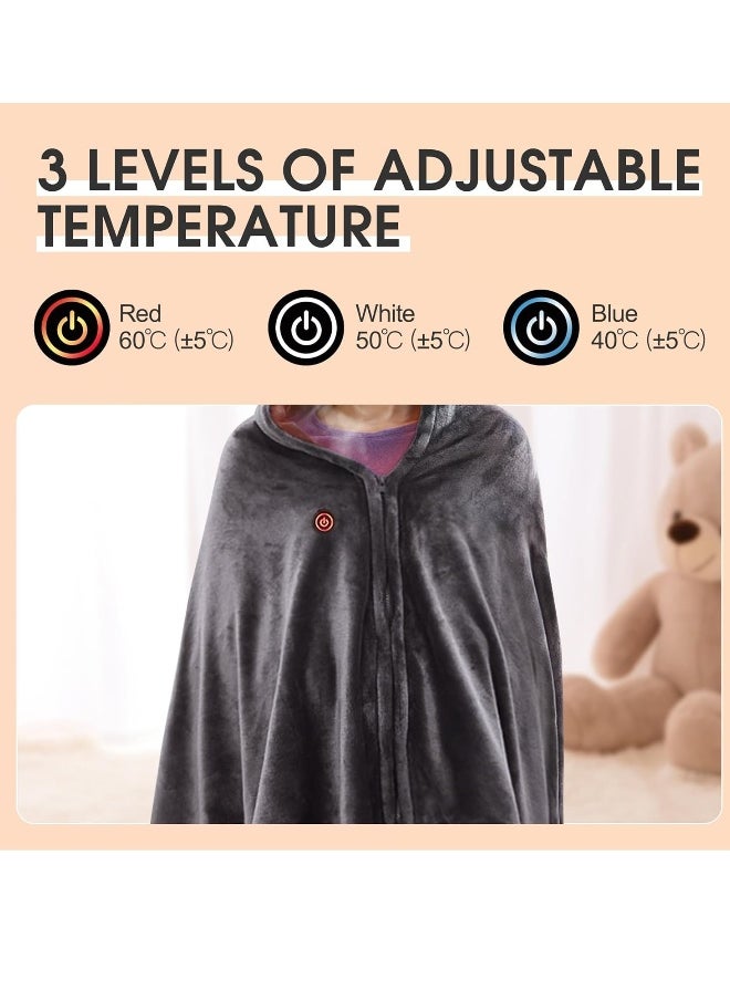 USB thermal blanket, deluxe flannel thermal blanket with ons, super thermal, neck and shoulder, shawl for home office and outdoor use (power bank not included)