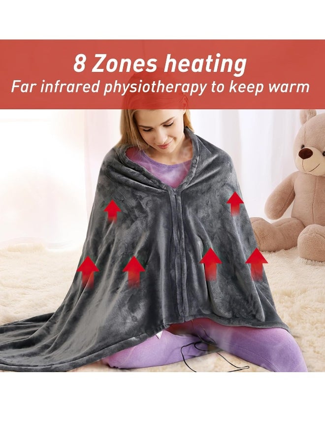 USB thermal blanket, deluxe flannel thermal blanket with ons, super thermal, neck and shoulder, shawl for home office and outdoor use (power bank not included)