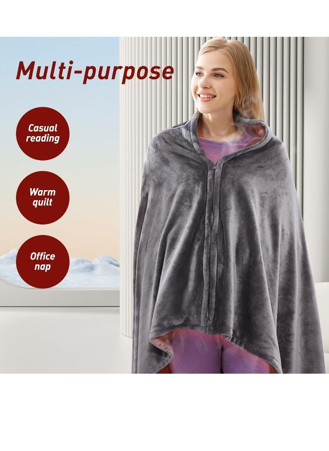 USB thermal blanket, deluxe flannel thermal blanket with ons, super thermal, neck and shoulder, shawl for home office and outdoor use (power bank not included)