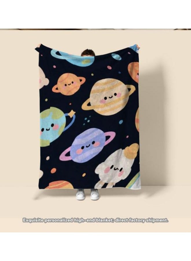 Children's or student cartoon flannel thin blanket (warm and comfortable, suitable for sleep, games) 100cm*150cm