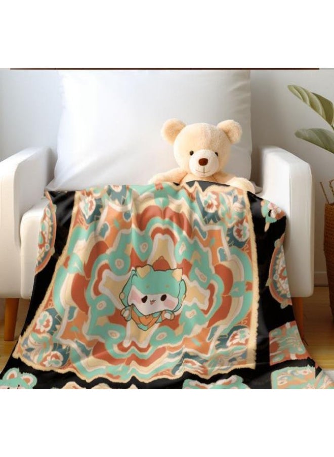 Children's or student cartoon flannel thin blanket (warm and comfortable, suitable for sleep, games) 100cm*150cm