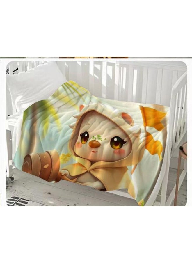 Children's or student cartoon flannel thin blanket (warm and comfortable, suitable for sleep, games) 100cm*150cm - 12
