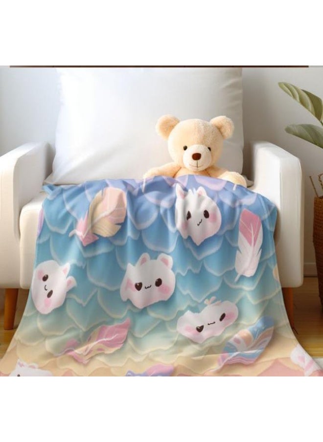 Children's or student cartoon flannel thin blanket (warm and comfortable, suitable for sleep, games) 100cm*150cm - 976
