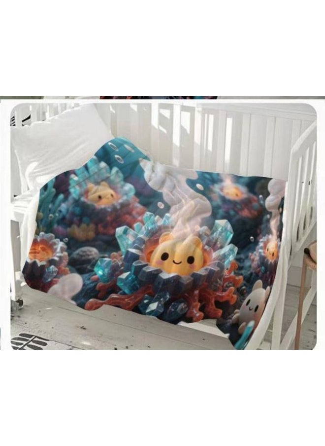 Children's or student cartoon flannel thin blanket (warm and comfortable, suitable for sleep, games) 100cm*150cm