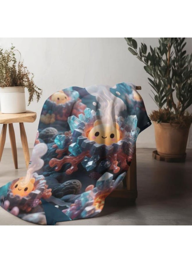 Children's or student cartoon flannel thin blanket (warm and comfortable, suitable for sleep, games) 100cm*150cm