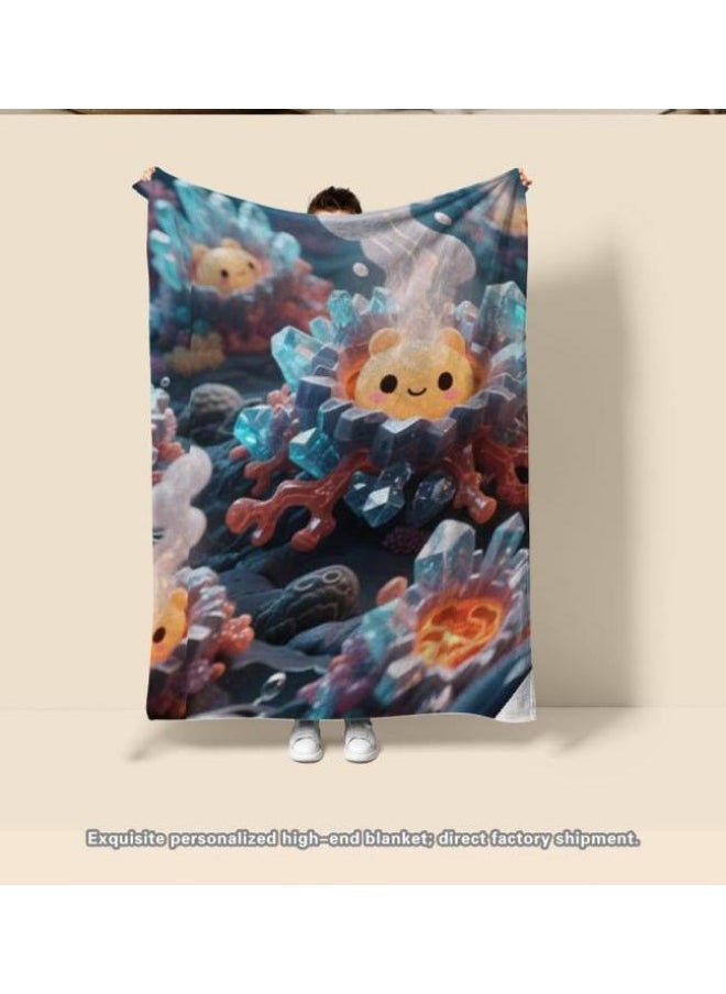 Children's or student cartoon flannel thin blanket (warm and comfortable, suitable for sleep, games) 100cm*150cm